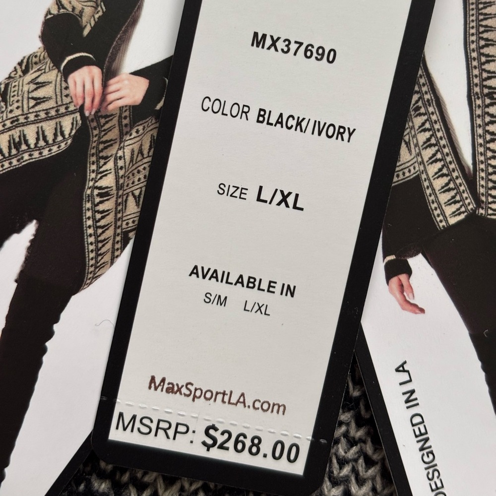 MAXSPORT LA Upside Down Reversible Open Front Cardigan Sweater--NWT--L/XL - Picture 9 of 12